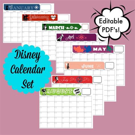 Printable Disney Planning Calendar