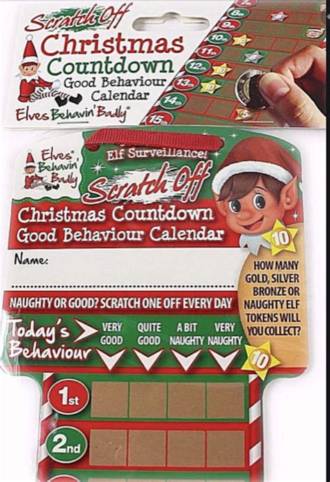 Naughty Elf Advent Calendar Scratch Off Christmas Countdown Etsy