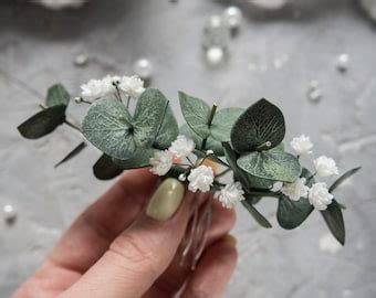 Bridal Babys Breath Hair Piece Wedding Flower Pins Clip Etsy