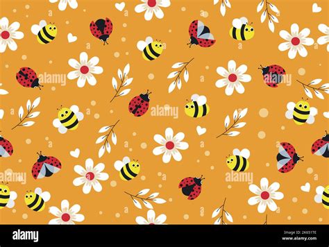 Cute Insect Seamless Pattern Stock Vector Image Art Alamy