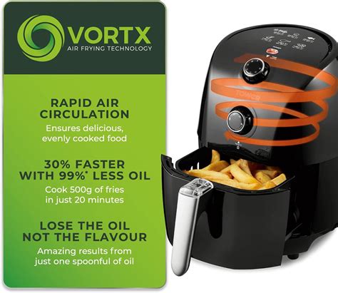 Tower T17025 Vortx Compact Air Fryer With Rapid Air Circulation 30 Mi Buyinstor