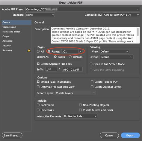 Pdf Export Adobe Indesign 14 Plus Perfect Bound Cummings Printing
