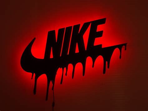 Dripping Nike Neon Led Sign Lighted Up Wooden Wall Decorrgb Etsy Uk