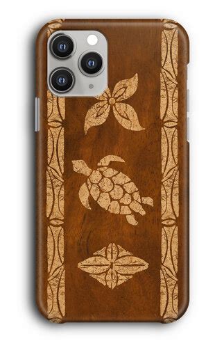 Samoan Turtle Totem Faux Koa Wood Phone Case — Hawaiian Iphone Cases Ipad Macbook Samsung Galaxy