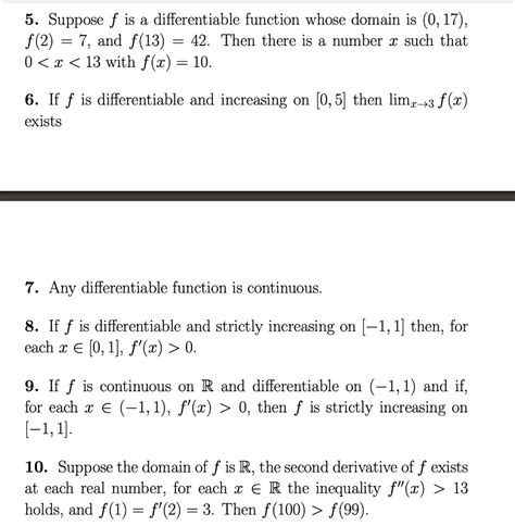 5 Suppose F Is A Differentiable Function Whose Domain Is 0 17 F 2