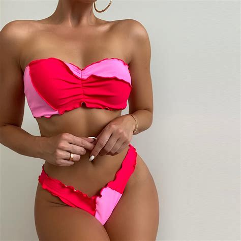 Steady Fashion Women Sexy Stitching Wrapped Bikini Suit Casual Girl