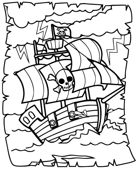 Pirate Boat Coloring Page - Free Printable Templates