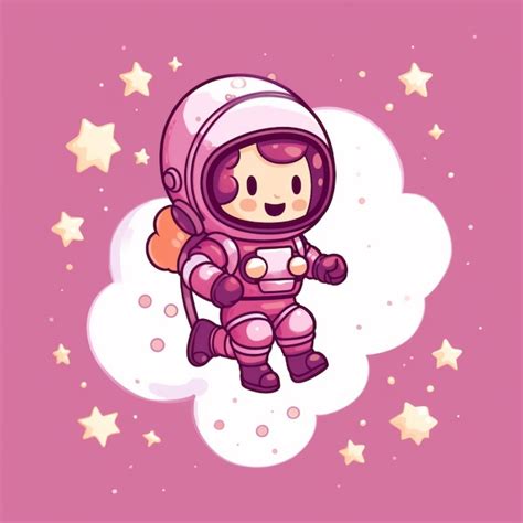 Garota Astronauta De Desenho Animado Em Traje Espacial Voando Atrav S