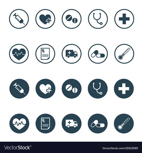 Round Medical And Pharmaceutical Icon Set Vector Image