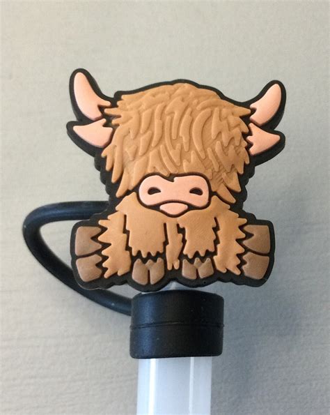 Highland Cow Straw Topper Cattle Ranch Fits Stanley Etsy