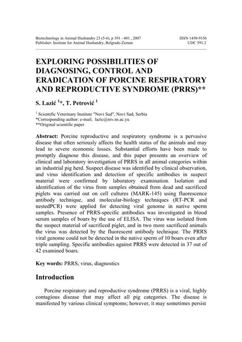 Pdf Exploring Possibilities Of Diagnosing Control And Eradication Of