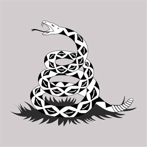 Gadsden Serpiente Imagen Vectorial En Blanco Y Negro Vector Premium