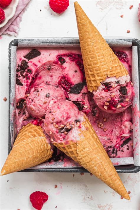 Chocolate Chunk Raspberry Ice Cream No Churn Vegan Nourishing Amy