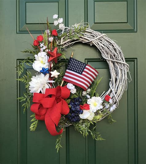 Red White And Blue Usa Entrance Door Decor Silk Red White And Blue