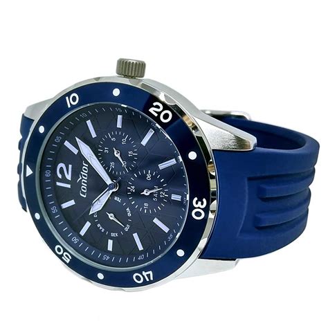 Rel Gio Condor Pulseira De Silicone Masculino Fundo Azul Mstime Rel Gios