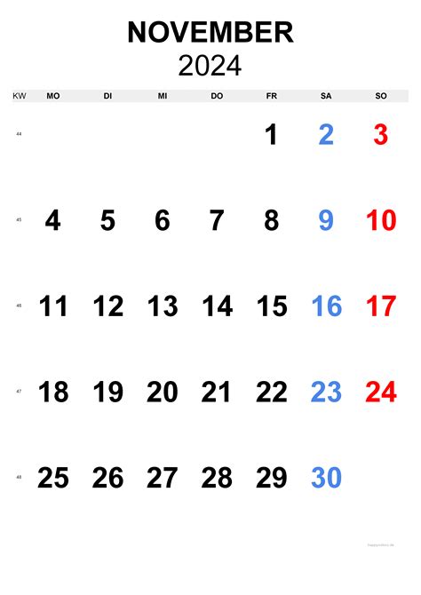 Kalender November 2024 Zum Ausdrucken Pdf Xls Png