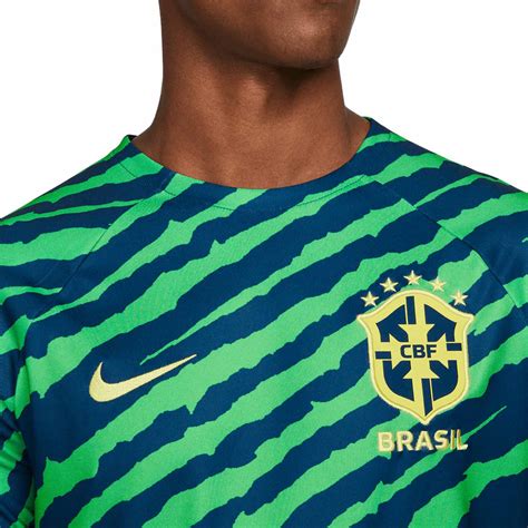 Camiseta Nike Brasil Dri Fit Pre Match Azul Verde Futbolmania