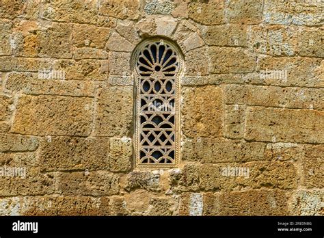 Keyhole Window In The Wall Exterior Of Visigothic Church Of San Juan