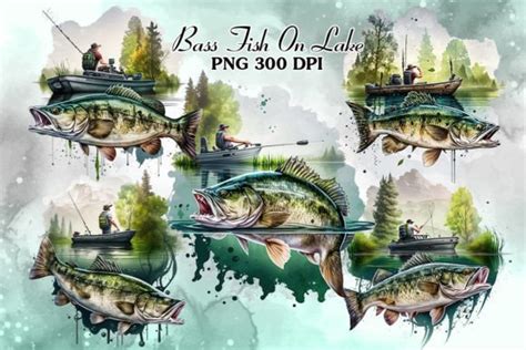 Bass Fishing From Boat On The Lake Graphic By Cat Lady Creative Fabrica