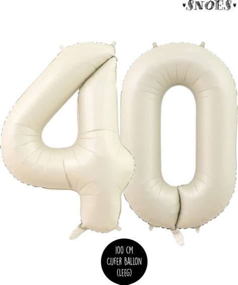 Cijfer Helium Folie Ballon XL Jaar Cijfer Creme Satijn Nude Cm Bol