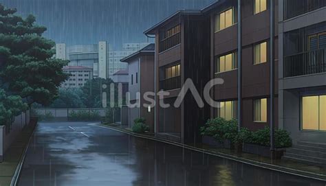 雨の住宅街イラスト No 23657754｜無料イラスト・フリー素材なら「イラストac」