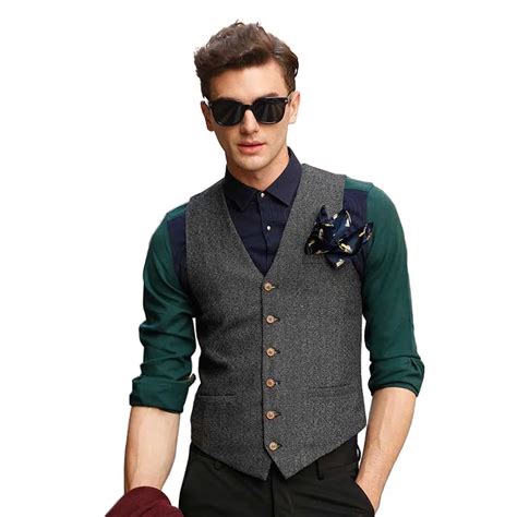 Men Vest Waistcoat Suit England Style Formal Slim Blazer Vest Double