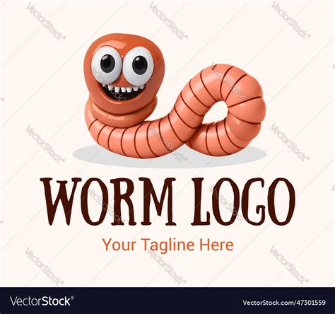 Funny Cute 3d Cartoon Worm Fishing Concept Vector Image