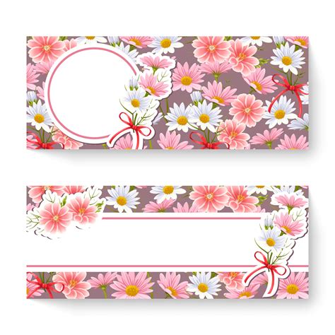 Spring floral banner template with colorful flowers. Can be use for ...