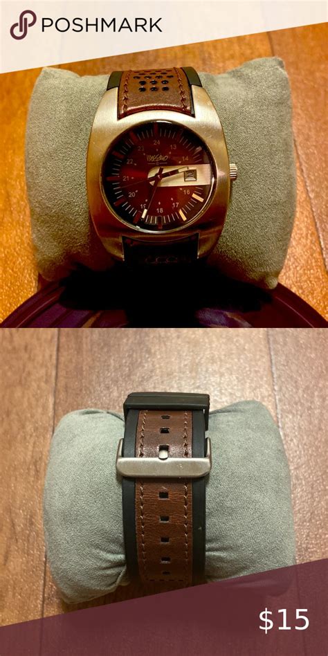 Mossimo Watch Black Rubber Bands Mossimo Inlay Brown Leather Supply