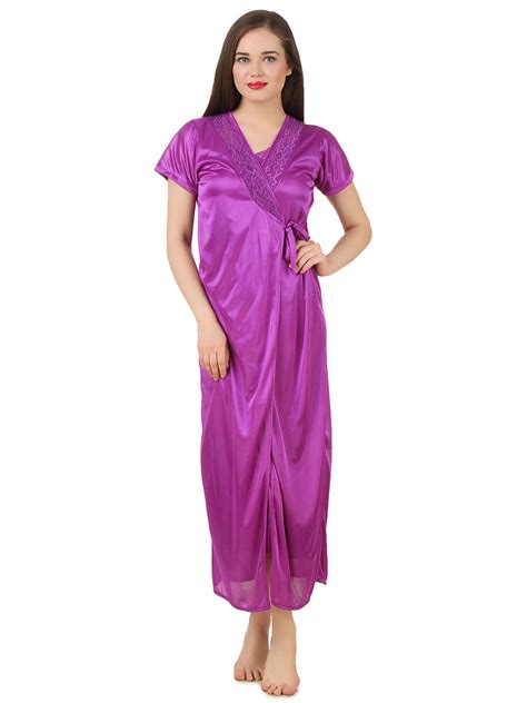 Buy Fasense Women Satin Nightwear Sleepwear Pc Set Of Nighty Robe