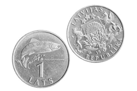 Premium Photo One Latvian Lat Coin Isolated Over White Background