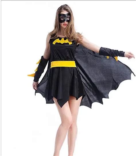 Free Shipping Hot Black Batman Costume Adult Batgirl Women Halloween