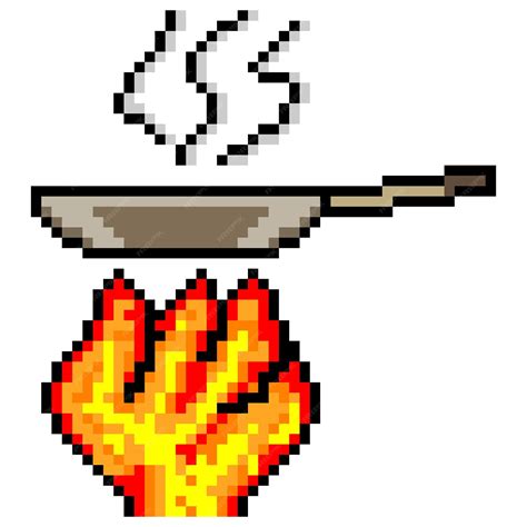 Cocinar Con Pan En Pixel Art De Fuego Ilustración Vectorial Vector