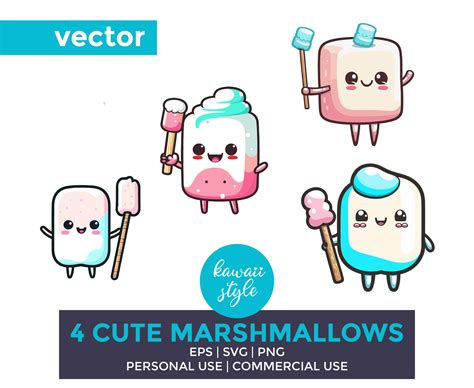 Cute Kawaii Marshmallow Svg Bundle Marshmallow Svg Kawaii Marshmallow