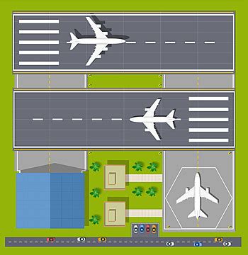 Overhead Point Of View Airport Bus Travel Architecture Vector Bus