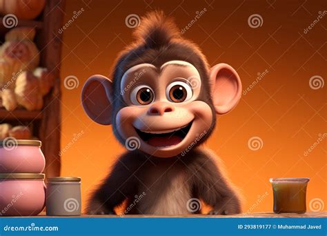 Animated Mischief A Little Monkey Comes To Life In A Cartoon Stock