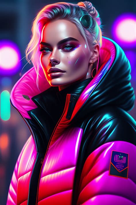 Lexica Detailed Margot Robbie Portrait Neon Operator Girl Cyberpunk