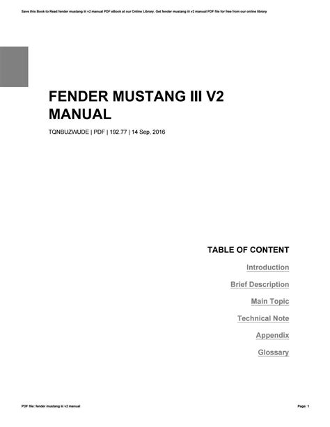 Fender mustang iii v2 manual by MichaelTrader2583 - Issuu