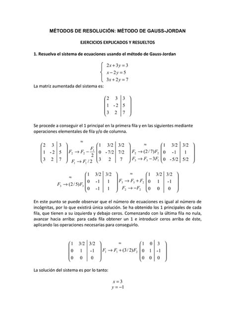 Ejercicios Resueltos Metodo Gauss Jordan Pdf