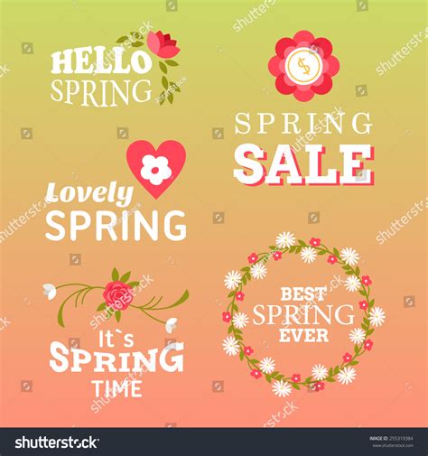 Spring Typographic Design Set Labels Badges Stock Vector Royalty Free