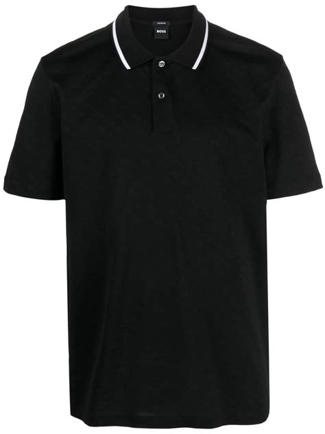 Boss Monogram Jacquard Cotton Polo Shirt Farfetch