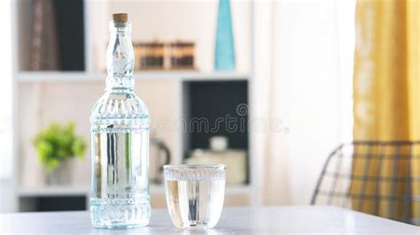 glass  pure water  kitchen table stock photo image  pure fresh