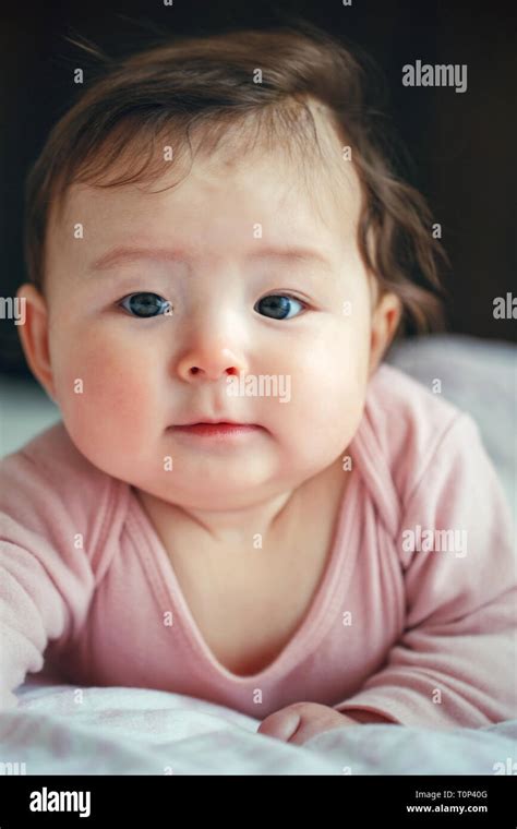 Closeup Portrait Of Cute Adorable Asian Mixed Race Baby Girl Four