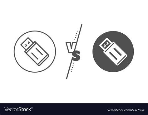 Usb Flash Drive Line Icon Memory Stick Sign Vector Image