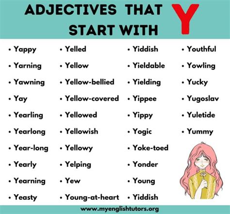 Adjectives That Start With Y List Of 40 Useful Adjectives Starting With Y My English Tutors