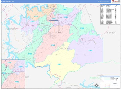 Blount County, TN Wall Map Color Cast Style by MarketMAPS - MapSales