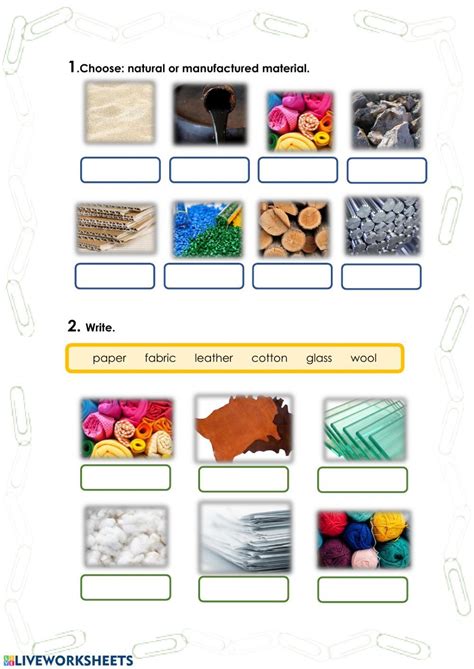 Natural and manufactured materials interactive worksheet | Teaching materials science, Science ...