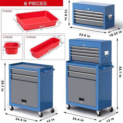 Airaj 7 Drawers Rolling Tool Chestandcabinet High Capacity Detachable