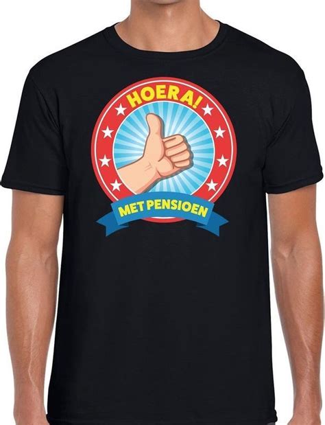 Hoera Met Pensioen Zwart T Shirt Voor Heren Zwart Pensioen Shirt XXL