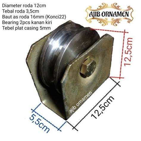 Jual Roda Pagar Roda Gerbang Roda Bubut 12cm RODA SUPER As Rell Siku